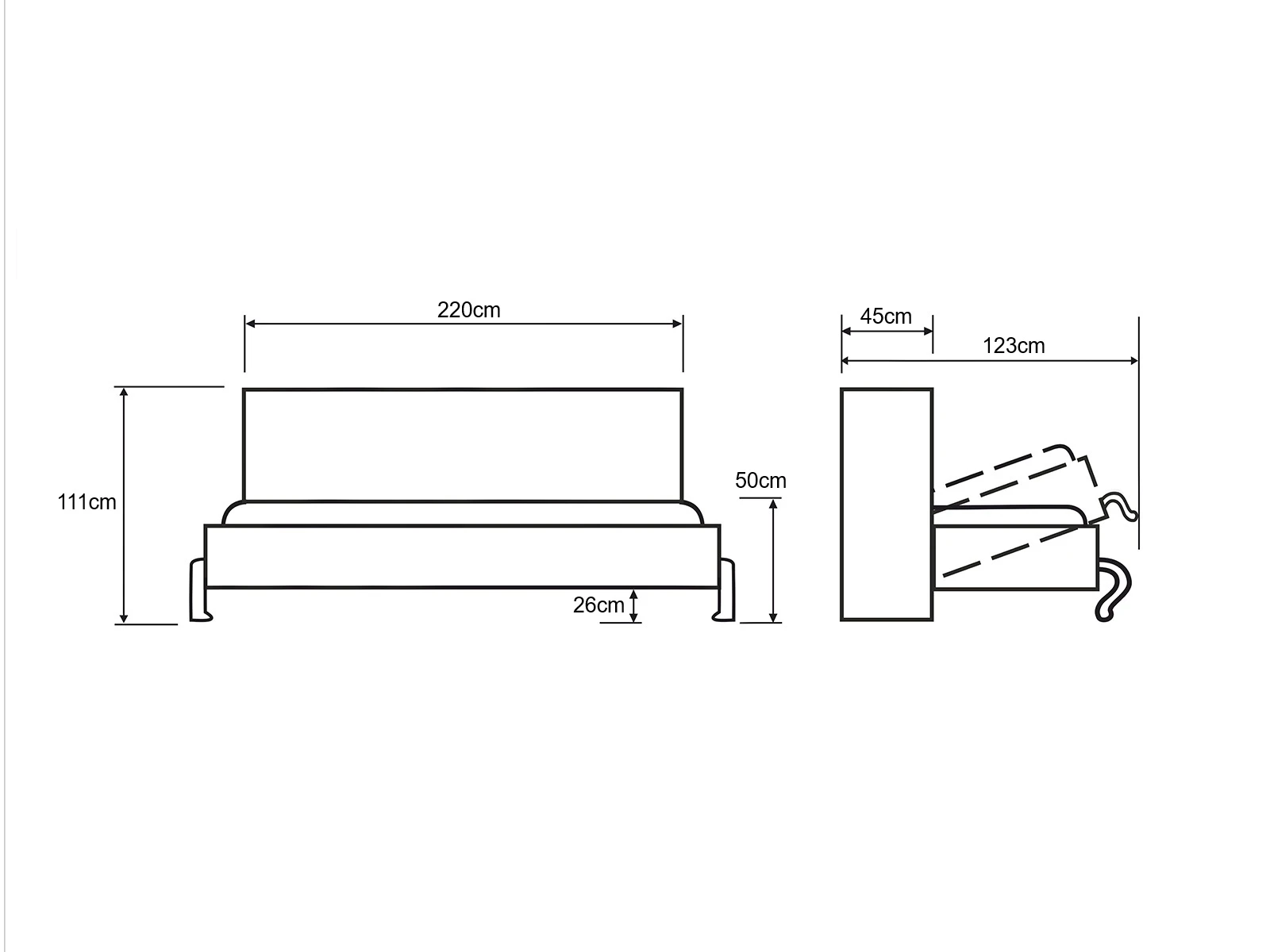 Cama Rebatível 90x200 Horizontal (Profondeur standard 45 cm) Carvalho Selvagem picture 11