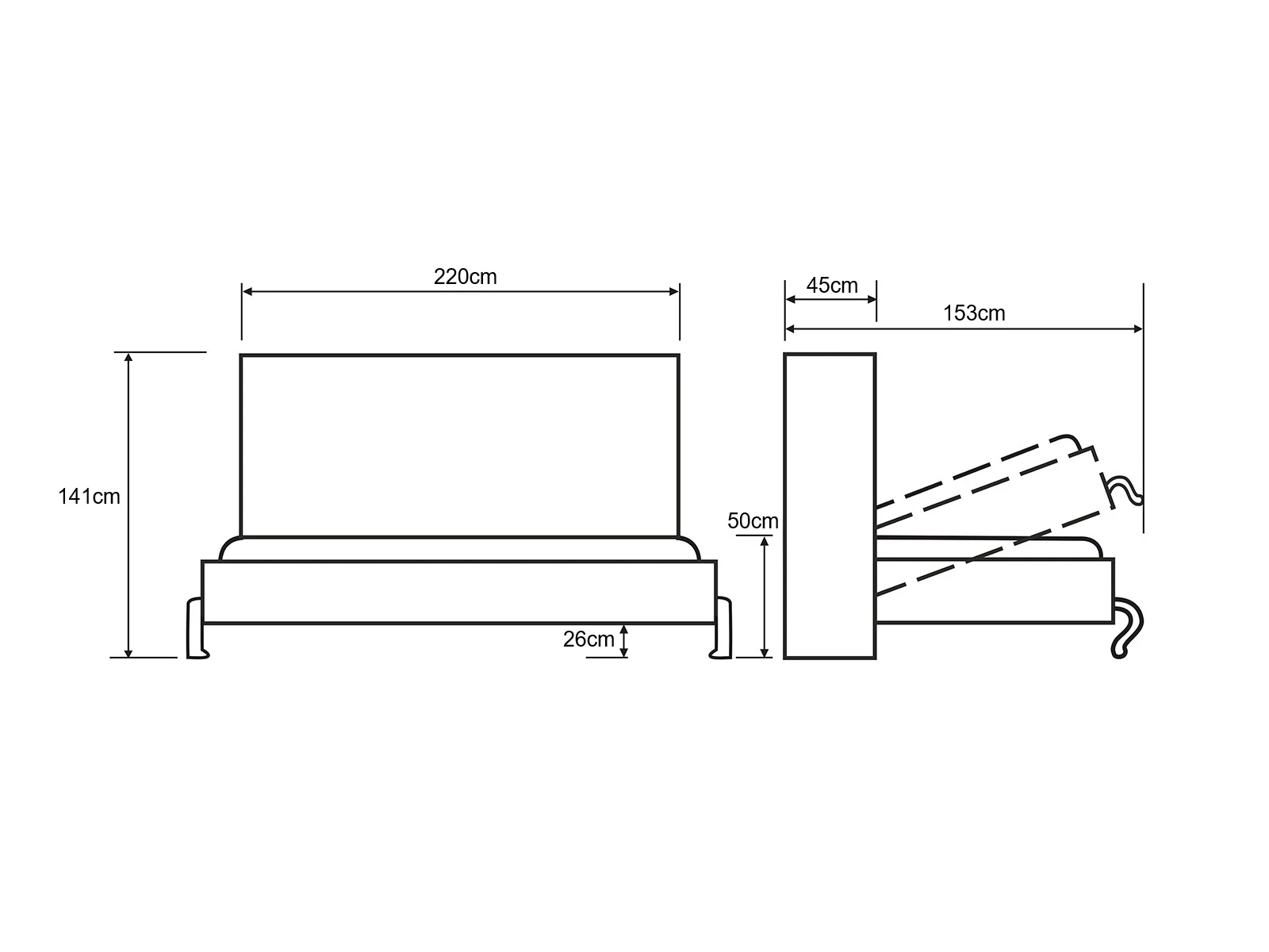 Cama Rebatível 120x200 Horizontais (Standard 45 cm profundidade) Antracite / Branco picture 11