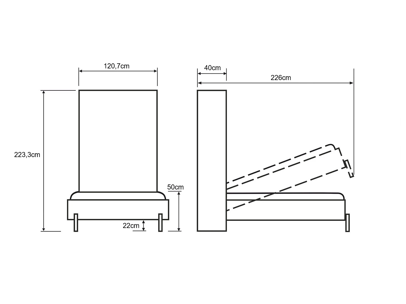 Cama Rebatível 100x200 Verticais (Classic 40 cm profundidade) Branco / Branco Alto Brilho picture 9