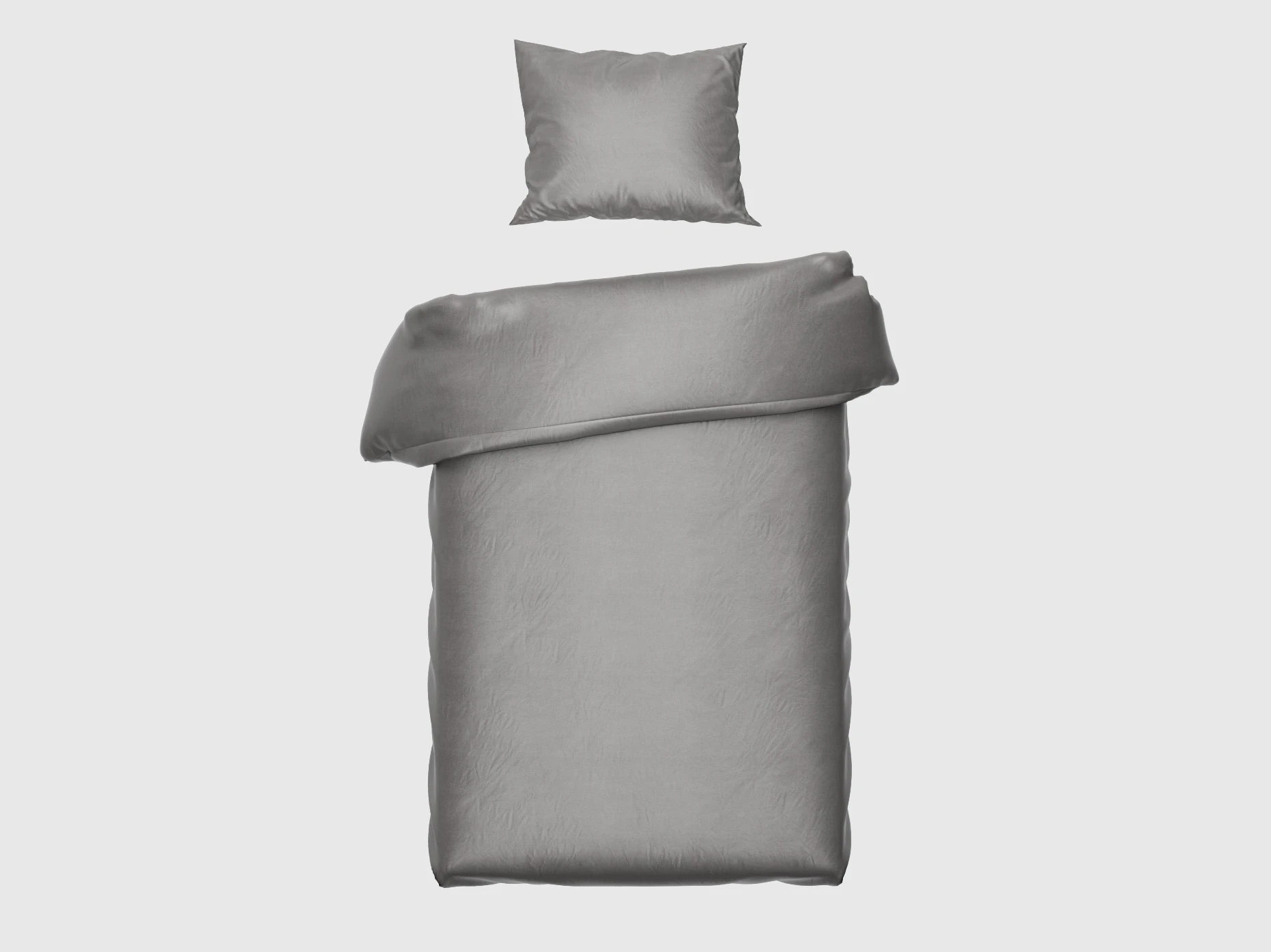 1 Roupa de cama de cetim 155x220 cm cinzento-prateado (2 peças) com fecho de correr 