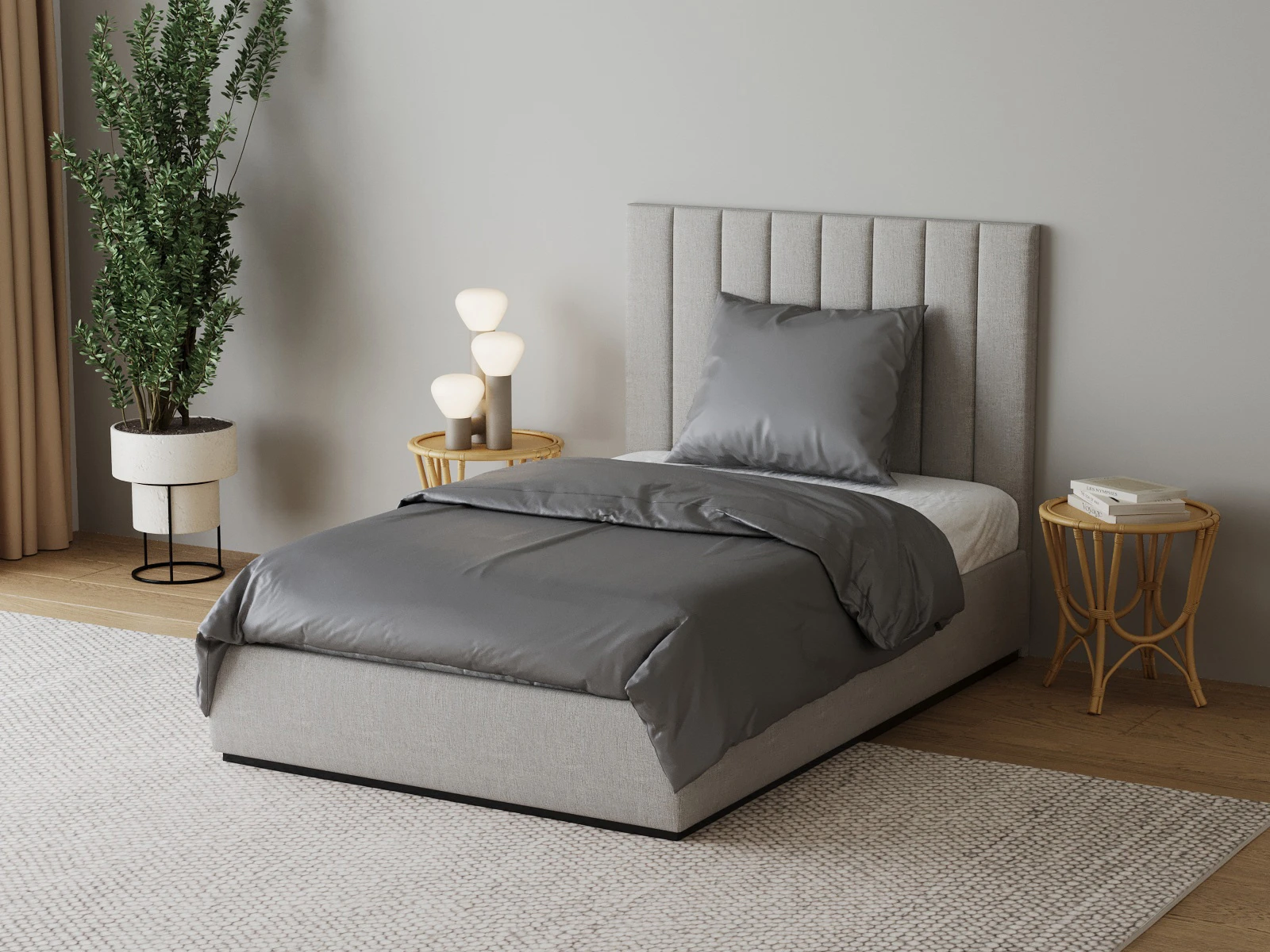 Roupa de cama de cetim 155x220 cm cinzento-prateado (2 peças) com fecho de correr  picture 3