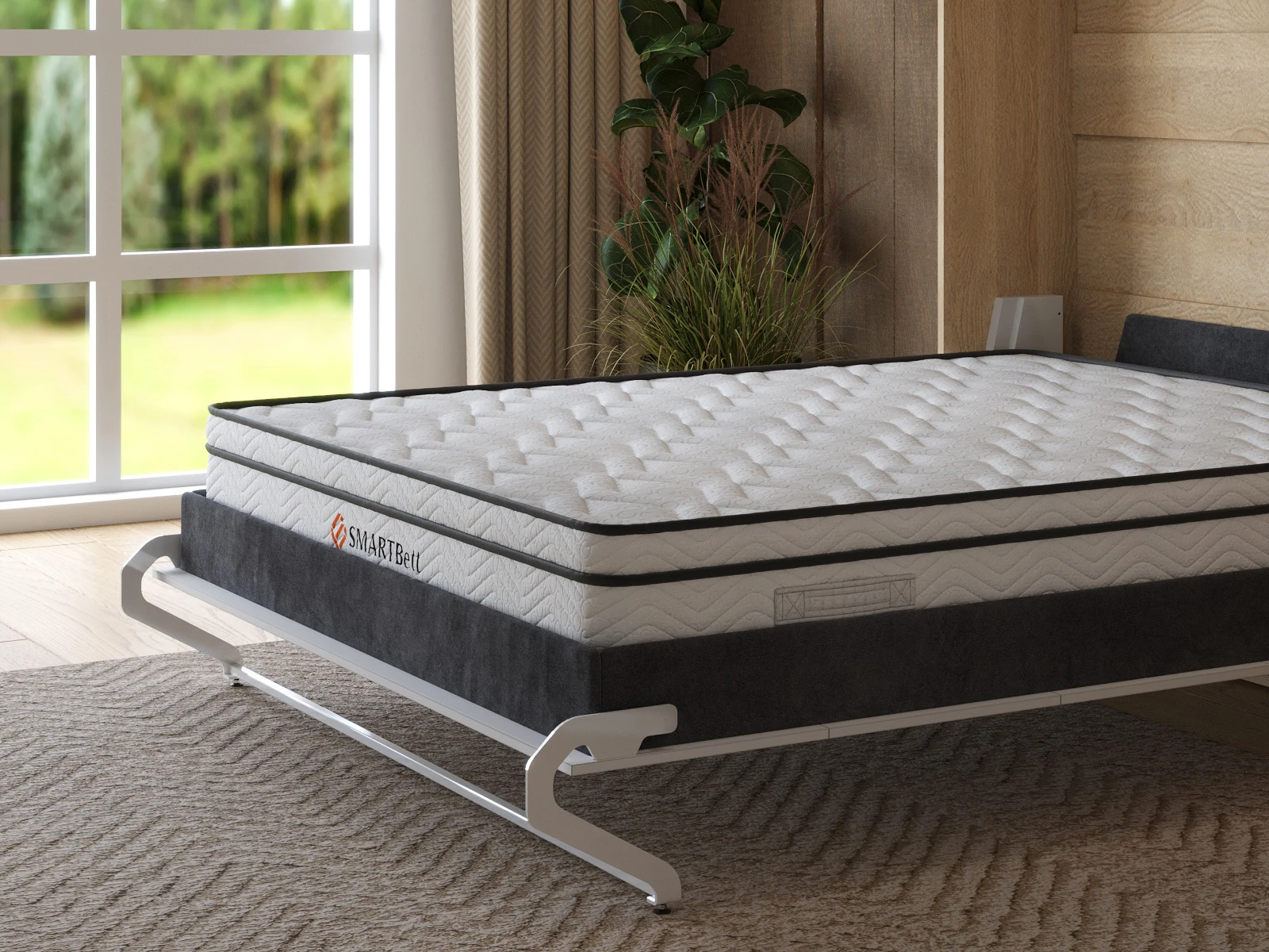 Cama Rebativel 160x200 Vertikal (M1 40cm profundidade) Carvalho Kaiser / Branco picture 15